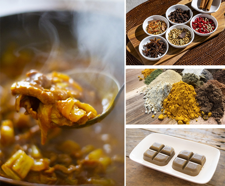 カレーのルーやスパイスの画像