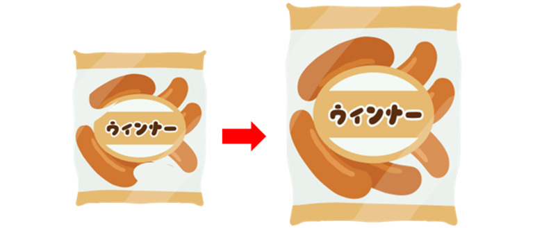 大容量で売られているウインナー
