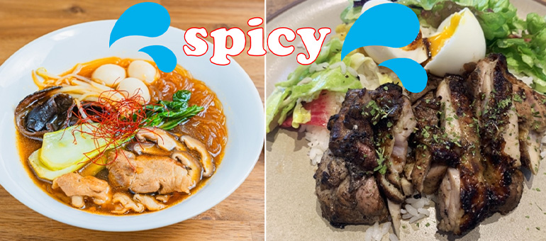 麻辣湯とジャークチキンの画像